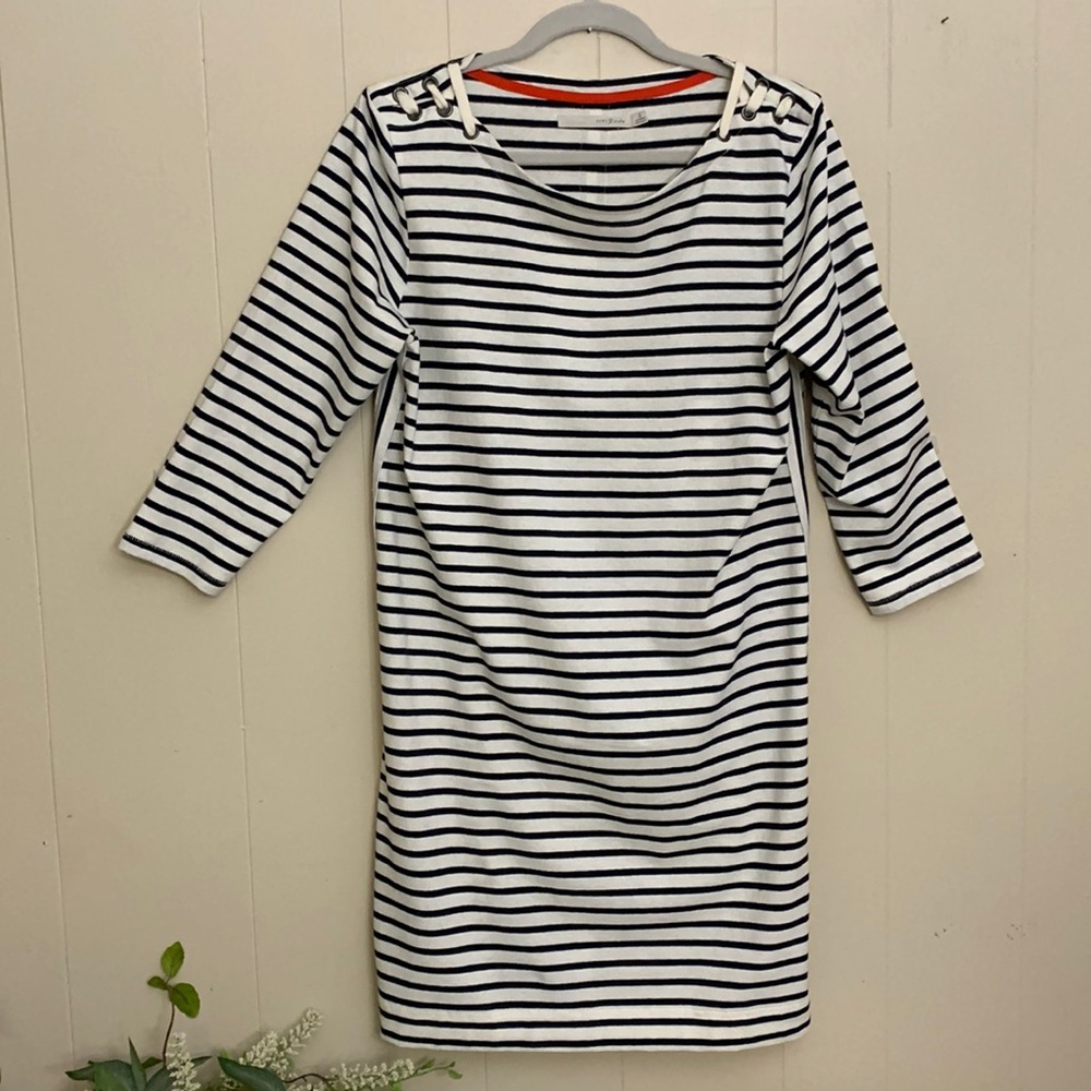 Grey State ~ Nautical ~ Off  White with Navy Stripe Laced Shoulder Sixe 3